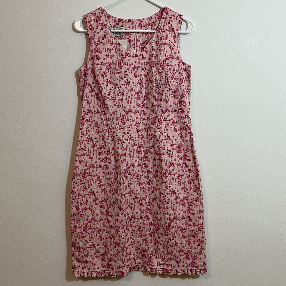 Laura‎ Ashley 8 Floral Dress NWT Pink Sleeveless Cotton Prairie Cottagecore Boho